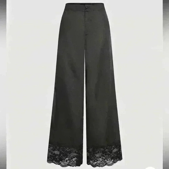 Cider SATIN LACE TRIM WIDE LEG TROUSERS Large - Picture 1 of 10